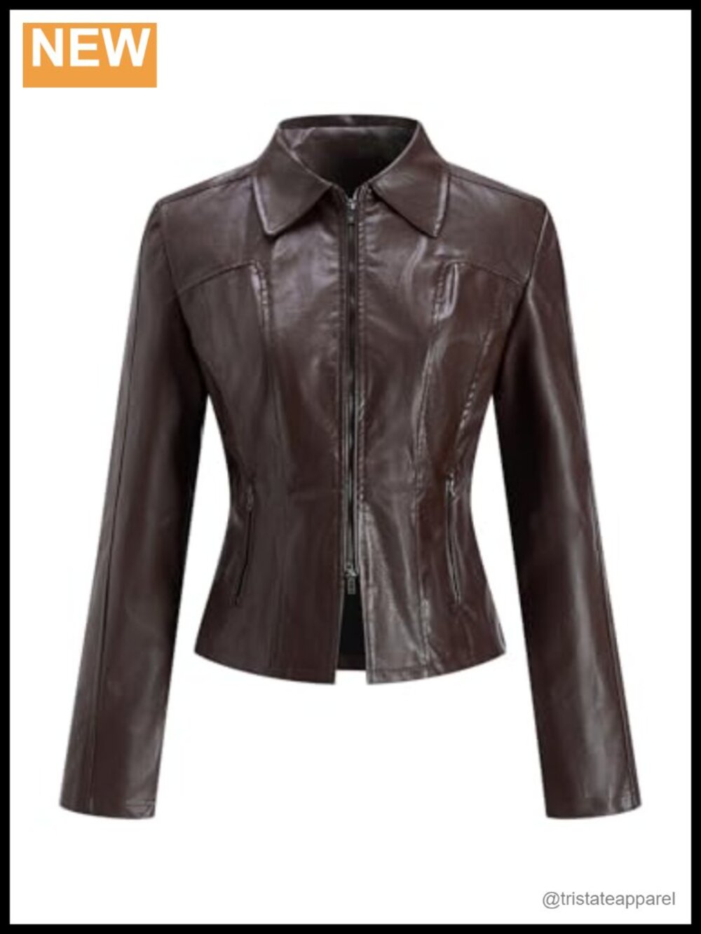 Vintage Y2K Women's Leather Motorcycle Jacket Zip Up Collared Bomber